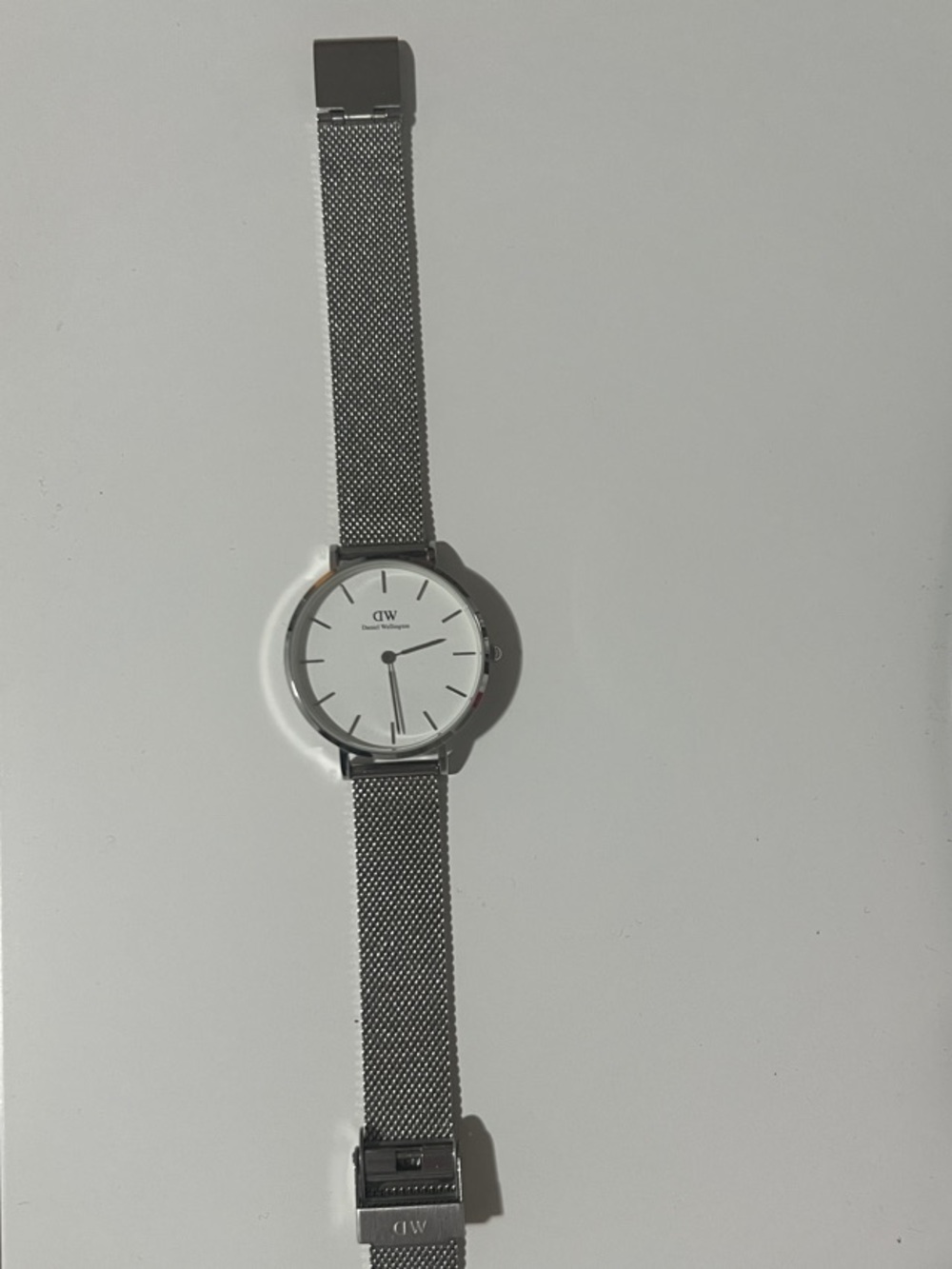 Daniel Wellington Silver Mesh Strap Watch with White Dial